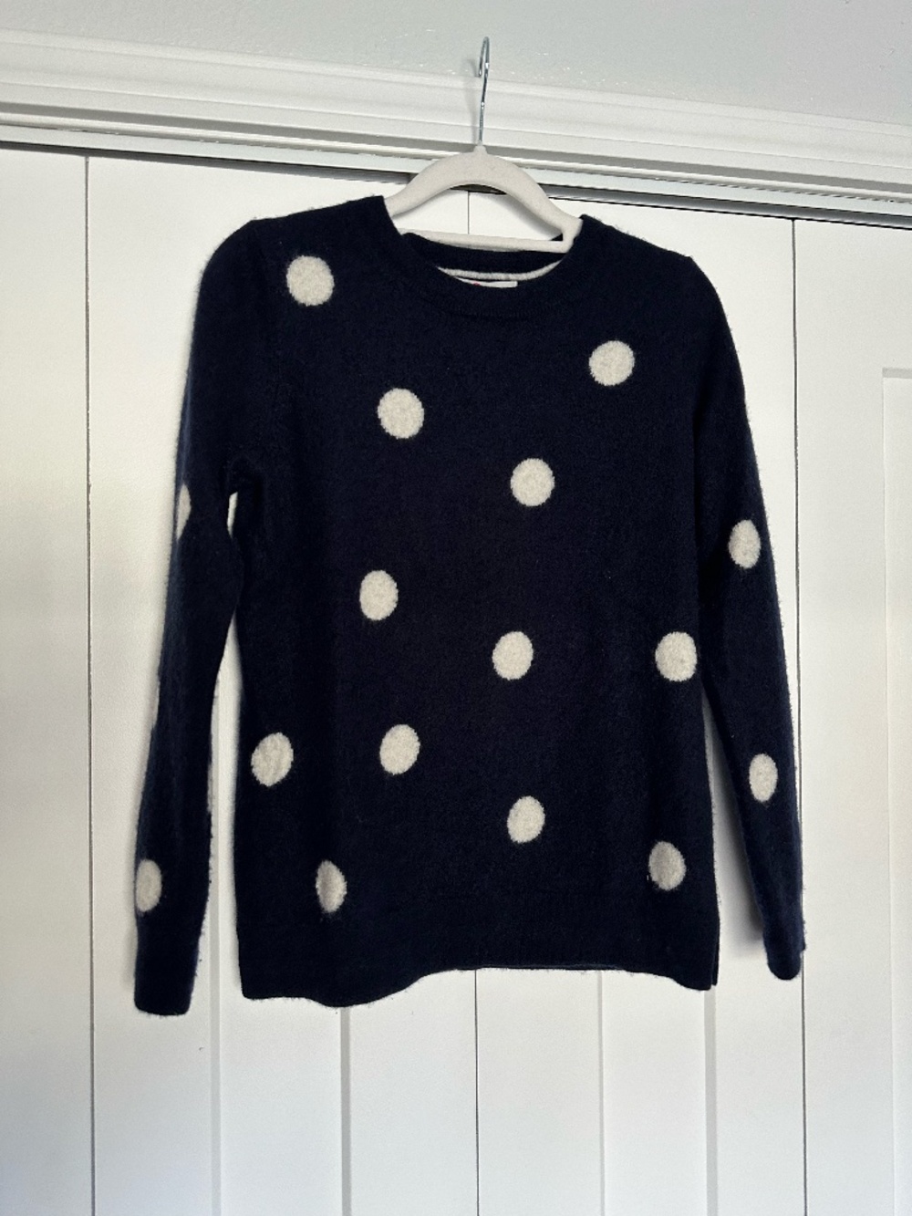 Boden Navy Polka Dot Cashmere Sweater Size M